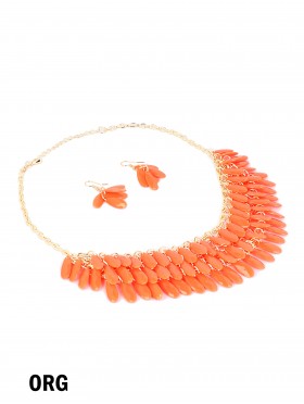 COLOUR BEAD NECKLACE WITH EARRING SET